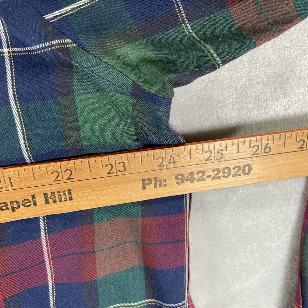 L.L. Bean Shirt Mens Large Tall Button Down Merino Wool Cotton Plaid Long Sleeve